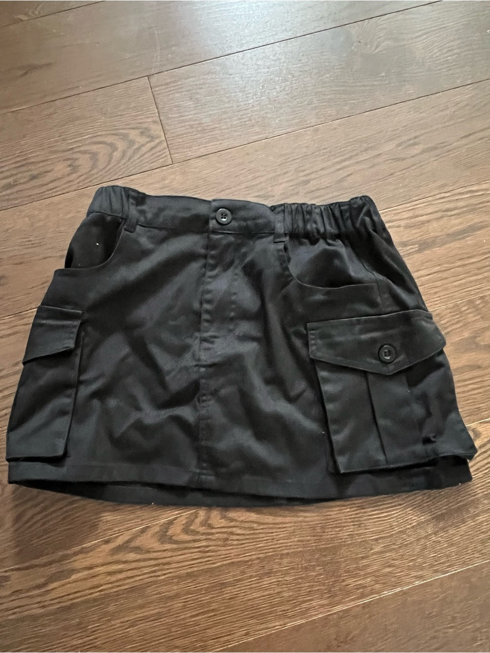Black Cargo Pocket Mini Skirt